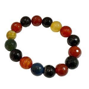 Colorful glass beaded stretchy bracelet
